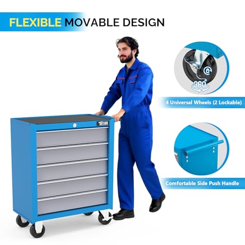 TUFFIOM 5-Drawer Rolling Tool Chest with Lockable Wheels R211166
