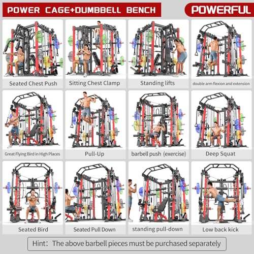 Power Cage Smith Machine Power Rack with Cable Crossover for Home Gym X175525