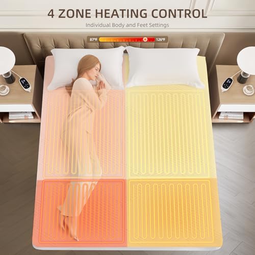 Twin XL Waterproof Heated Mattress Pad with Smart Digital Control, White Q66494