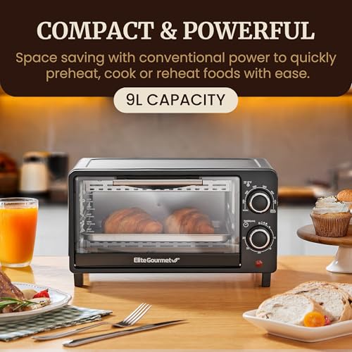 Elite Gourmet ETO236 Compact 2 Slice Toaster Oven, Black C32483