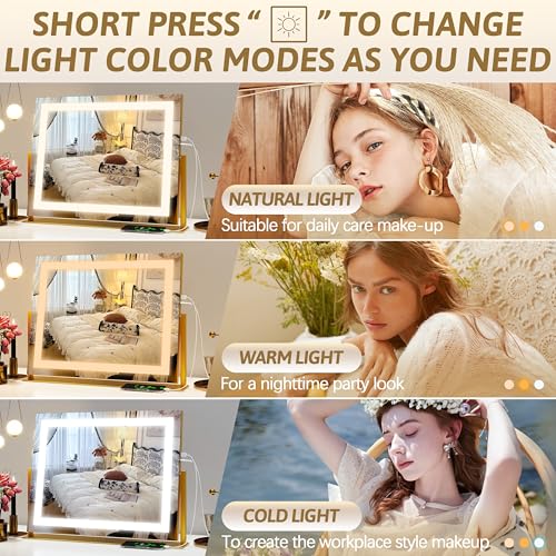 Vanity Mirror with Lights, 12.6"×15" LED Makeup Mirror, Touch Control Dimmable D52089