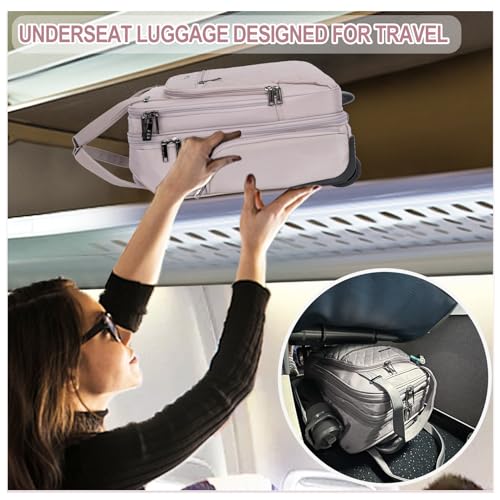EMPSIGN Underseat Carry On Wheeled 16" Lightweight Rolling Bag for Travel, Black B8919