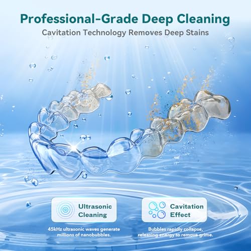 Dental Ultrasonic Retainer Cleaner Machine 45kHz with UV Cleaner, Digital Timer, 4 Modes, Black E665