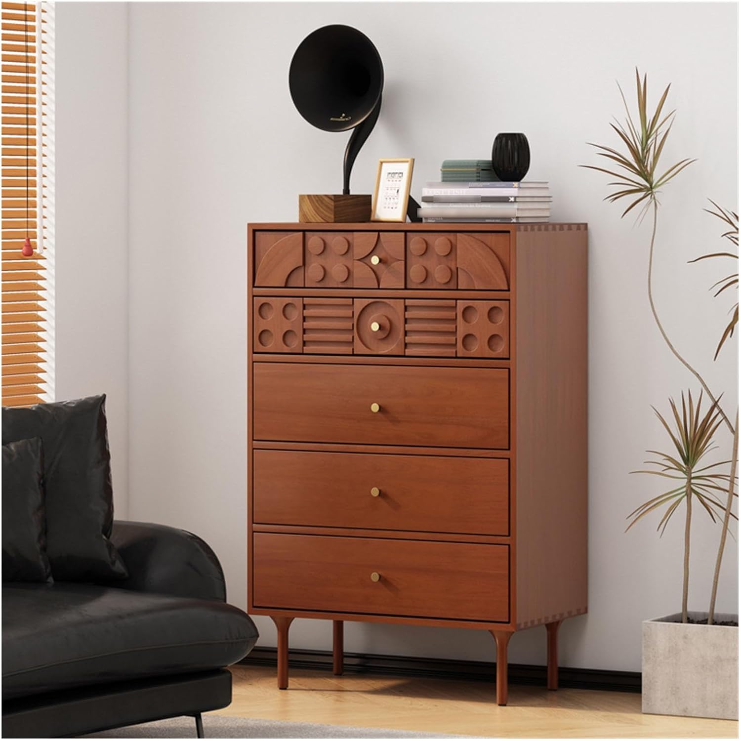 5 Drawer Dresser with Gold Handles for Bedroom D147990