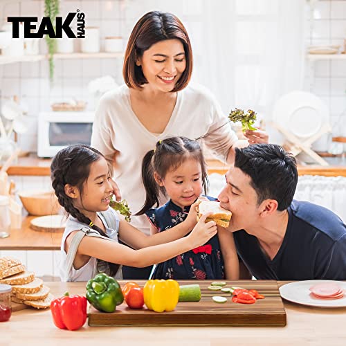 Teakhaus Cutting Board Extra Large with Grip Handles, Reversible Teak Edge Grain U703652
