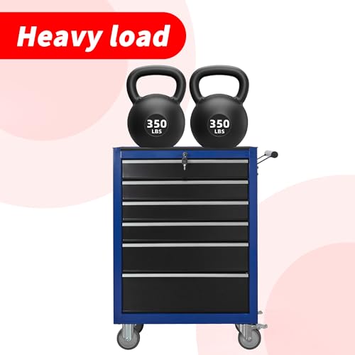 6-Drawer Rolling Tool Chest Cabinet with Wheels and Locking, Black W270288