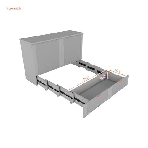 Harper & Bright Designs Queen Murphy Bed Cabinet with USB Charging Station, White D9669