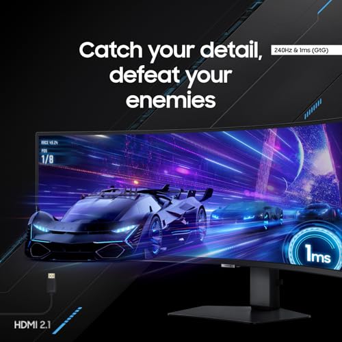 SAMSUNG 49" Odyssey G9 (G95C) DQHD 1000R Curved Gaming Monitor, 240Hz, 1ms, DisplayHDR 1000 L9256