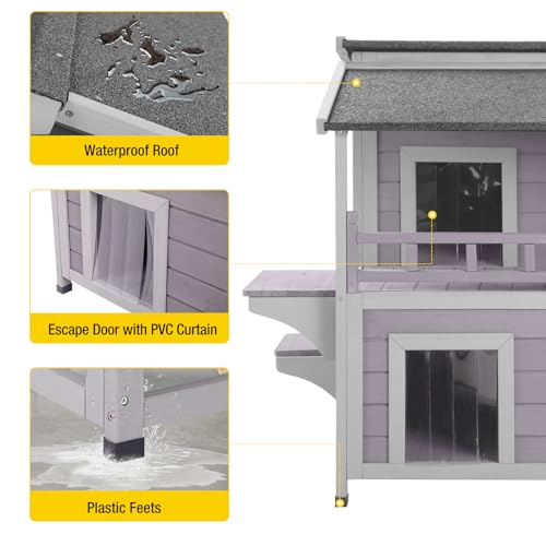 Aivituvin Cat House Indoor 2 Story Feral Cat Shelter for Winter Outdoor Large B645914