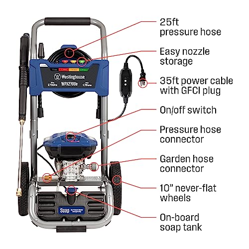 Westinghouse WPX3000e Electric Pressure Washer, 3000 PSI, Induction Motor L201930