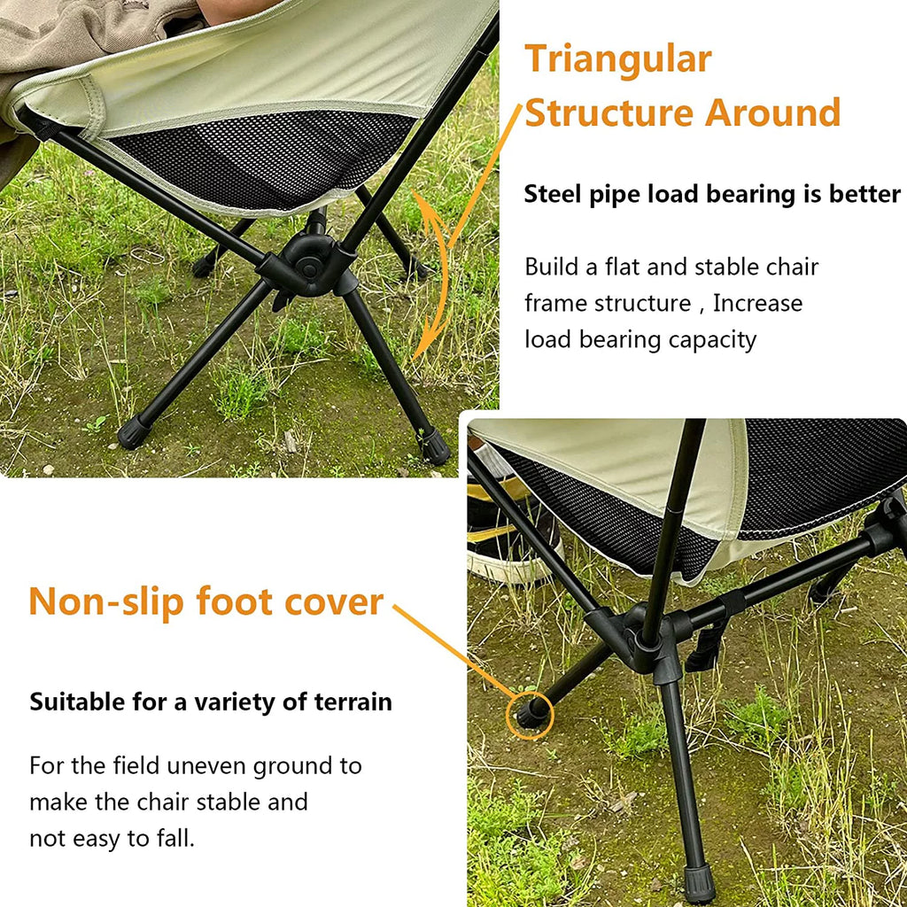Meromore High Back Camping Chair Heavy Duty Folding Portable with Breathable Mesh, Black B65777