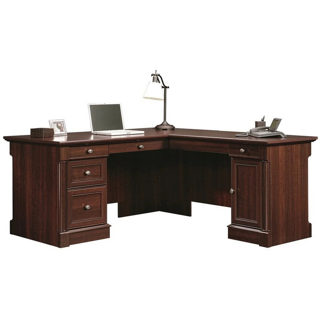 Kingfisher Lane L-Shaped Engineered Wood Desk in Select Cherry D64462