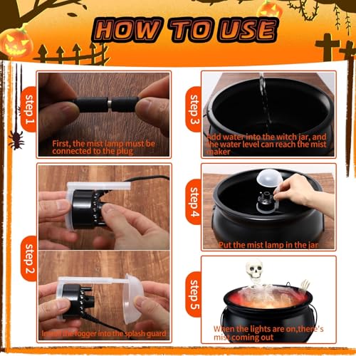12" Large Witch Cauldron Diffuser with LED Light for Halloween Decor U58380