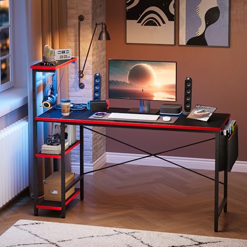Bestier Gaming Desk with LED Lights, 51.3 Inch Computer Desk Q970