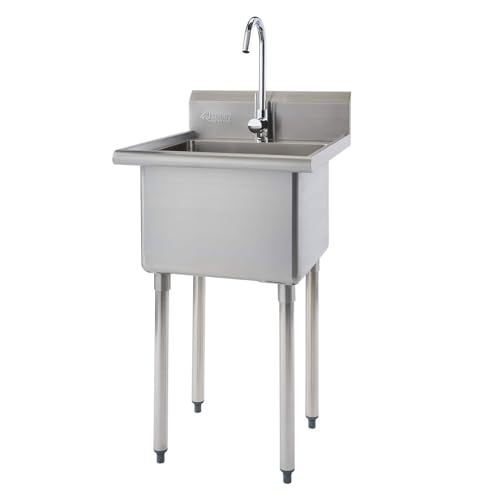 TRINITY THA-0307 Stainless Steel Freestanding Utility Sink with Chrome Faucet Y769640