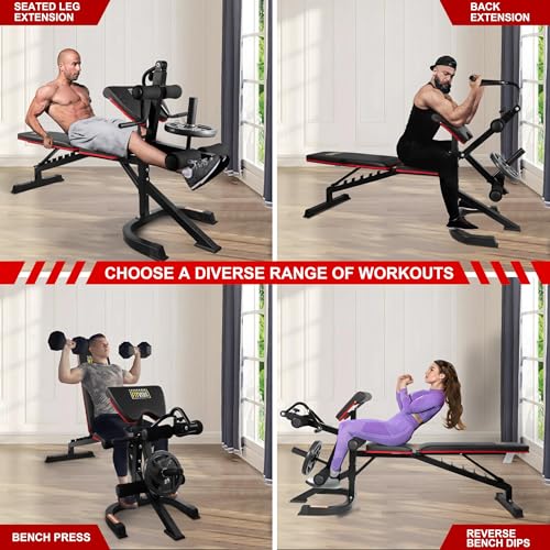 Adjustable Weight Bench with Leg Extension and Preacher Pad for Home Gym K47047