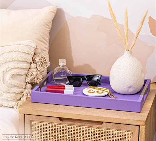 White Marble Faux Leather Decorative Tray with Handles D972626