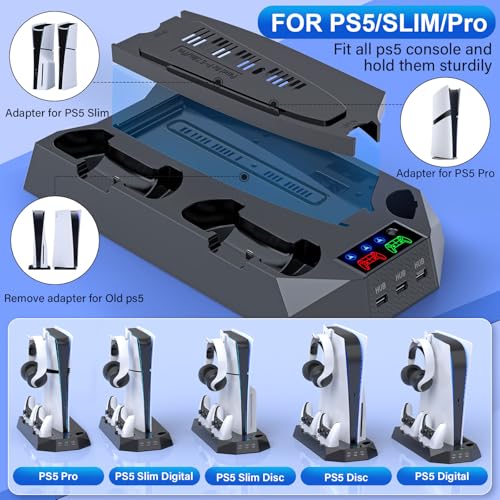 PS5 Slim/Pro Cooling Station with Controller Charger, White M8682