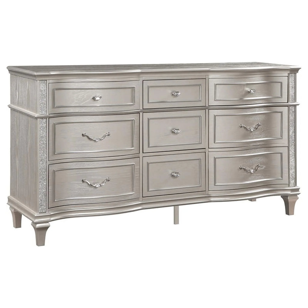 Maklaine 5-piece Wood Eastern King Bedroom Set Ivory Silver Oak Q62597