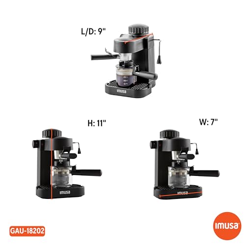 IMUSA GAU-18202 4 Cup Espresso/Cappuccino Maker, Black V2290