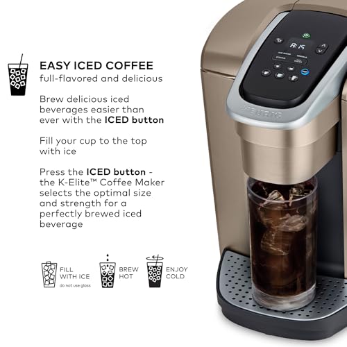 Keurig K-Elite Single Serve K-Cup Pod Coffee Maker, Brushed Silver P23556
