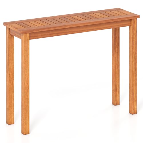 Tangkula Wooden Plant Stand with Teak Oil Finish for Outdoor Indoor B657