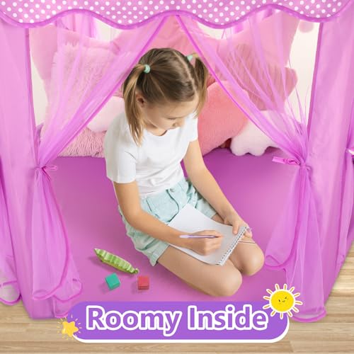 Monobeach Princess Tent Girls Large Playhouse with Star Lights L847553