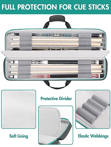 Pool Cue Case 4x5 with Pockets, Soft Padded Billiard Cue Bag A2212