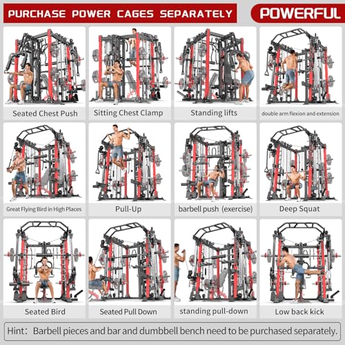 Power Cage Smith Machine Power Rack with Cable Crossover for Home Gym X175525