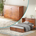 BALUS Queen Murphy Bed Cabinet with USB Charging Station, Cherry Q863