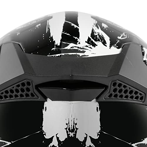 SLMOTO Dot Youth Kids Motocross Offroad Helmet with Goggles and Gloves Blue Skull D851858