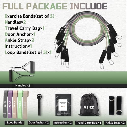 VEICK Resistance Bands with Handles for Home Workout O75059