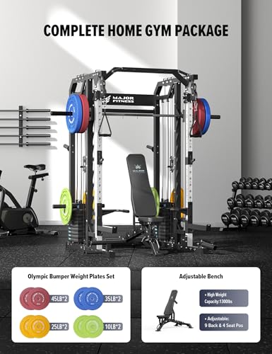 Major Fitness Smith Machine Drone2 Premium All-in-One Home Gym with Aluminum Pulley Set J82580
