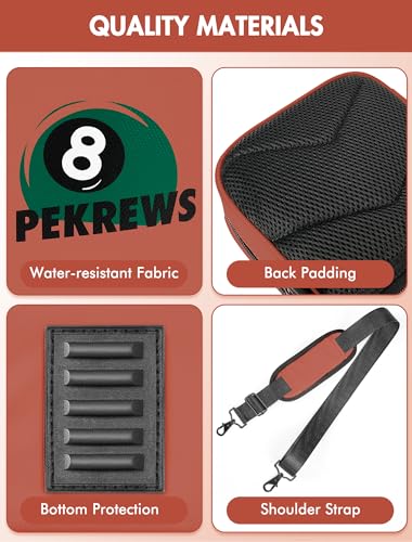 Pool Cue Case 4x5 with Pockets, Soft Padded Billiard Cue Bag A2212