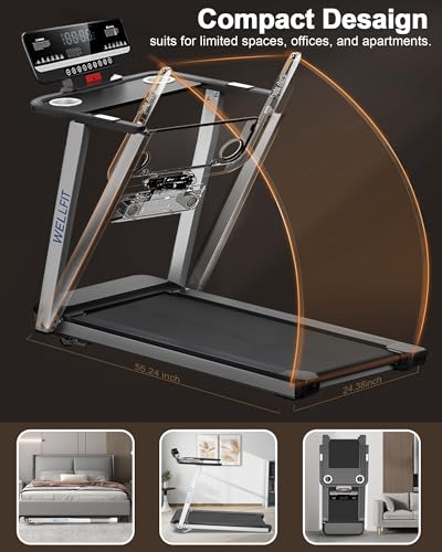 WELLFIT Incline Treadmill for Home, Heavy Duty 3.5HP 375 lb Capacity M8053