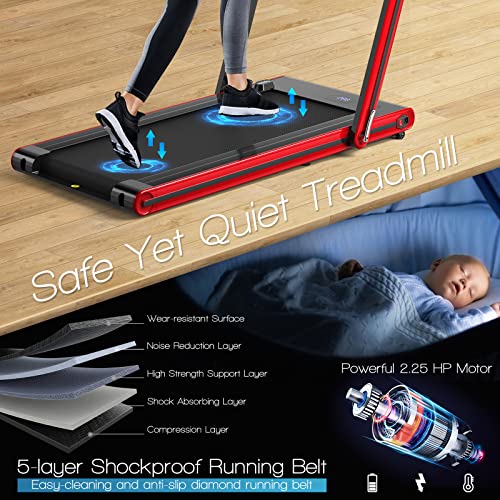 Goplus 2 in 1 Folding Treadmill with LED Display and Bluetooth Speaker Z6697