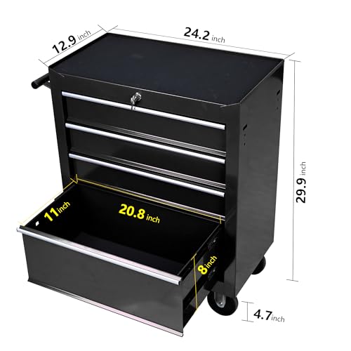 6-Drawer Rolling Tool Chest Cabinet with Wheels and Locking, Black W270288