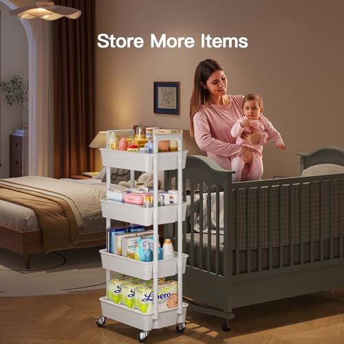 Pipishell 3 Tier Rolling Cart Organizer with Lockable Wheels, White K43271