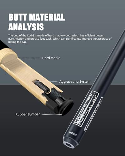 CRICAL Carbon Fiber Pool Cue Stick 58" with 12.5mm Tip J317692