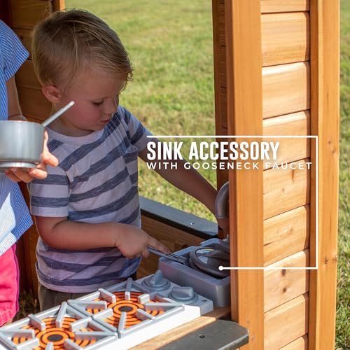Backyard Discovery Sweetwater Cedar Wooden Kids Playhouse with Play Kitchen P65438