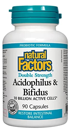 Natural Factors Acidophilus & Bifidus Double Strength Probiotic, 90 Capsules N58757