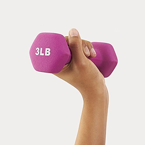 FUXION Neoprene Dumbbell Hand Weights, Set of 2, Hexagon Non-Slip E207497