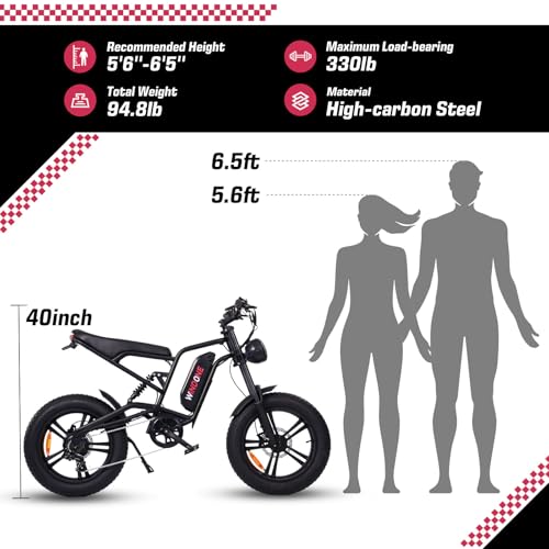 E2/K20 Electric Bike for Adults, 48V 13Ah/15Ah, 750/1000W Peak, 20"/26" Fat Tires Z839544