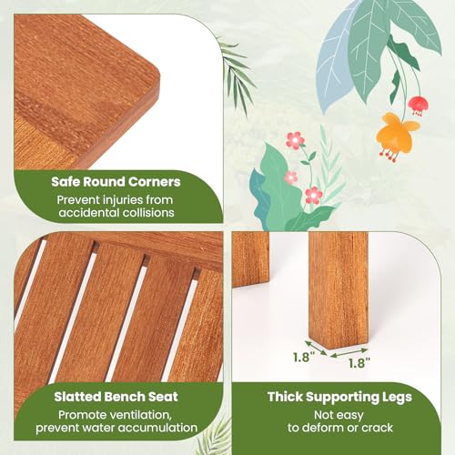 Tangkula Wooden Plant Stand with Teak Oil Finish for Outdoor Indoor B657