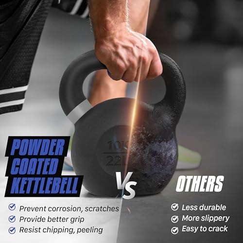 Yes4All Powder Coated Cast Iron Kettlebell Weight Set for Home Gym N15817