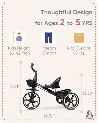 KRIDDO Kids Tricycle for Toddlers Age 2-5 Years, Blue P72011