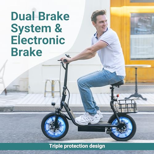 NAVIC Electric Scooter for Adults, Folding E-Scooter with Dual Braking and Dual Suspension B3040