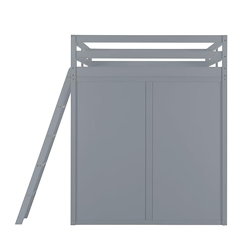 Harper & Bright Designs Full Size Loft Bed with Wardrobe and Desk, Solid Wood, White R4710