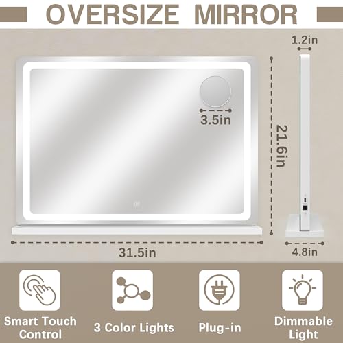 Vanity Mirror with Lights, 12.6"×15" LED Makeup Mirror, Touch Control Dimmable D52089