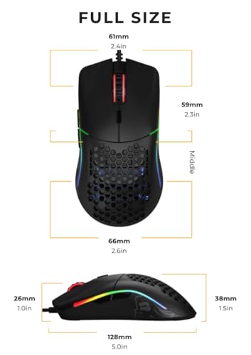 Glorious Model D Wired Gaming Mouse - 68g Honeycomb RGB Ergonomic, Matte White M160012